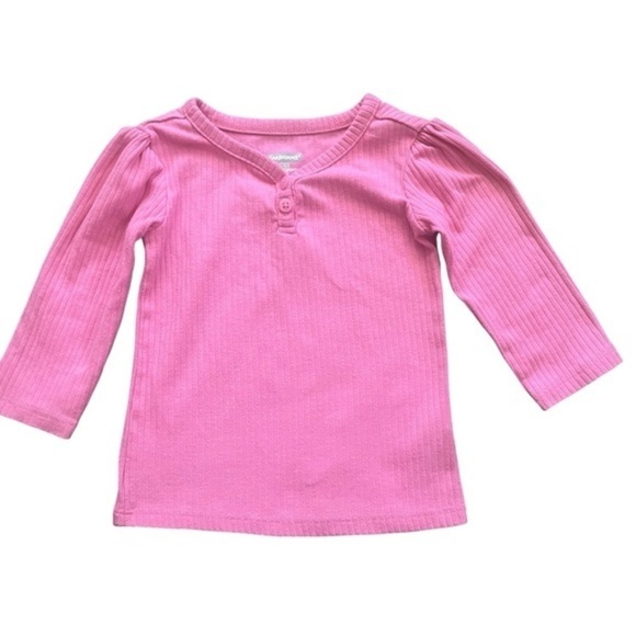 Garanimals ribbed texture tight knit top V-neck bell sleeves 2 buttons Girls 12M - Picture 1 of 7